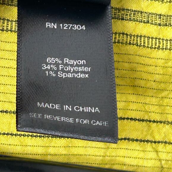 Ali Miles Wearable Art Asymmetric Tunic Citron 2X Crinkle Striped Button Blouse - Picture 11 of 13